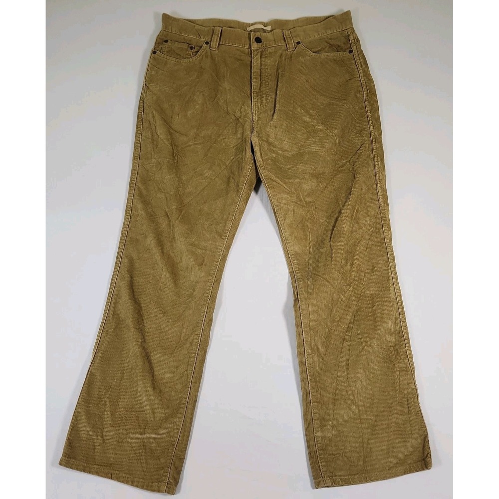 L.L.Bean Pants Mens 36x30 Brown Standard Fit Corduroy Cotton Chino Straight Leg